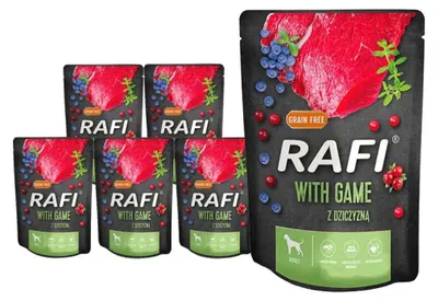 Zdjęcie produktu dla Rafi z Dziczyzną Żurawiną i Borówką 10x300g Mokra Karma Dla Psów Dorosłych