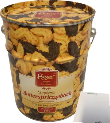 Produktbild von Esser Confiserie Butterspritzgebäck (1kg Metall-Eimer) + usy Block