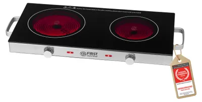 Produktbild von TZS First Austria - Infrarot-Doppelkochplatte 2800W - Stufenlose Termostateinstellung, Kontrollleuchte & Überhitzungsschutz - mit Griffen