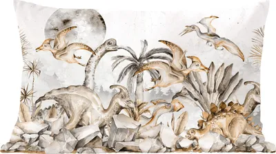 Produktbild von MuchoWow® Zierkissen Sofakissen Wohnzimmer Dekokissen 60x40 cm Dino - Dschungel - Natur - Tiere - Kinder - Kinder - Kopfkissen - Polster mit Foto