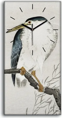 Produktbild von Leinwand Uhr Küche Wohnzimmer Bild 30x60 Malerei Zweig Tier Vogel Asiatische - schwarze Hände
