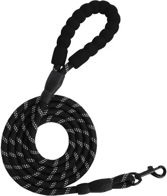 Zdjęcie produktu dla Obroża odblaskowa - smycz nylonowa dla psa - smycz dla psa - obroża dla psa z solidną rączką - czarna - 1,5 m * 1,2 cm