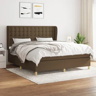Produktbild von Robuste Einzelbett - Dezentem Design Boxspringbett mit Matratze Dunkelbraun 180x200 cm Stoff - Lattenrost Inklusive - 31620
