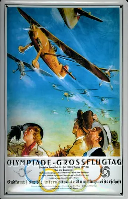 Produktbild von Blechschild Olympiade Großflugtag Berlin Flugzeug Schild Nostalgieschild