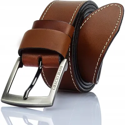 Produktbild von GRACIO Herren Ledergürtel Breit Braun Jeans