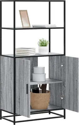 Produktbild von vidaXL Highboard Grau Sonoma 68x35x139 cm Holzwerkstoff und Metall