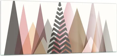 Produktbild von Bilder auf glas - Einteilig - Berge Dreiecke Abstraktion - 100x40cm - Glasbilder - Wandbilder - Bilder - Wanddekoration aus Glas - Glas Bilder - Wandbild auf Glas - GAB100x40-4402