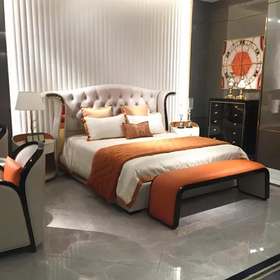 Obrázek produktu pro Moderní designová postel 180x200 sametová hotelová kovová lůžka manželská ložnice