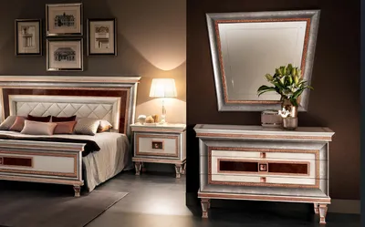 Image de Meubles de chambre à coucher de style élégant Commode Armoire Buffet classique avec miroir