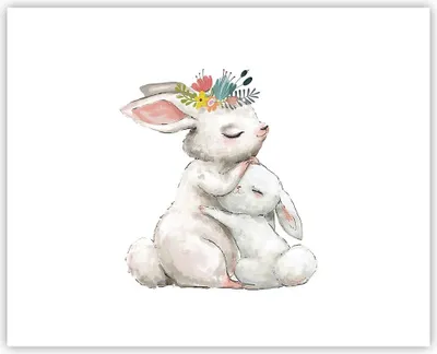 Produktbild von Poster - Poster ohne Rahmen - Kaninchen Hase Kinder - 50x40 cm - Wand Bild - Wanddeko - Wandbilder - Kunstposter - Wandposter - Bilder - Kunstdruck - Wanddekoration - Wandbild - P2XAA50x40-4725