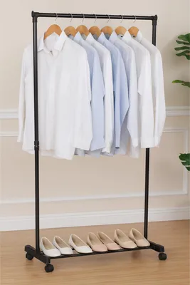 Produktbild von Garderobe Lena mit Kleiderstange, Schuhablage und 4 Rollen, 75x157x42 cm (BxHxT)