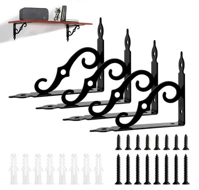 Image de Omgoods - Lot de 4 supports pour étagères, métal noir, 19 cm