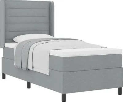 Zdjęcie produktu dla vidaXL Łóżko kontynentalne z materacem Jasnoszary 200 x 100 cm Tkanina