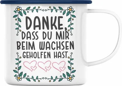 Produktbild von Trendation - Erzieherin Emaille Tasse Geschenk Herz Geschenke Abschiedsgeschenk mit Spruch Emaille Emaille Tasse Kindergärtnerin (Blau)