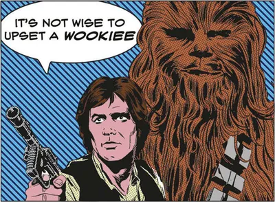 Image de Star Wars - Impression sur toile "It's Not Wise To Upset A Wookiee" PM3325 (80 cm x 60 cm) (Bleu/Brun/Blanc)