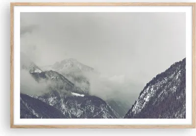 Produktbild von Gerahmtes Poster - Rahmen in heller Eiche - Berge Wald Nebel - 91,5x61 cm - Wand Bild - Wanddeko - Wandbilder - Kunstposter - Wandposter - Bilderrahmen - Bilder - Kunstdruck - Wandbild P2NAA91x61-4270