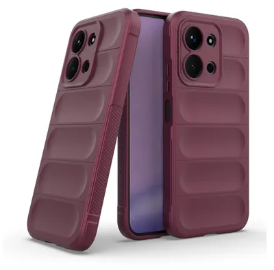 Two burgundy phone cases are shown, one in the foreground and one behind it, with a phone visible inside the second case.
