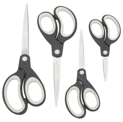 Produktbild von Rapesco 1574 Soft Grip Griff Scheren, Schwarz/Grau, 4 Stück