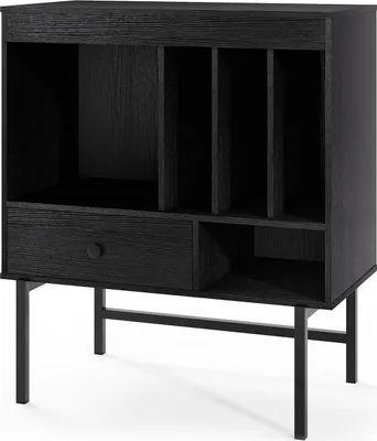 Zdjęcie produktu dla Stojak na gramofon z miejscem do przechowywania, czarny, 70x36x80 cm