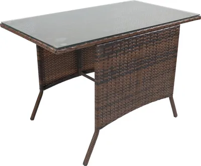 Produktbild von VCM Gartentisch | Tisch aus Rattan mit Glasplatte | Maße ca. H. 74 x B. 114 x T. 64 cm | Gartentisch | Gartenmöbel – Raloso 114x64