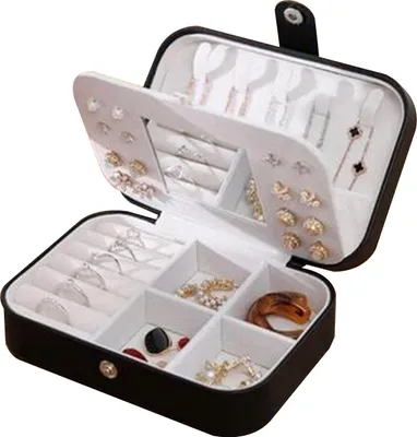 Produktbild von Schmuckkästchen Damen Klein Schmuckbox Reise Schmuckkästchen mit Spiegel Schmuckschatulle für Ringe Ohrringe Halskette