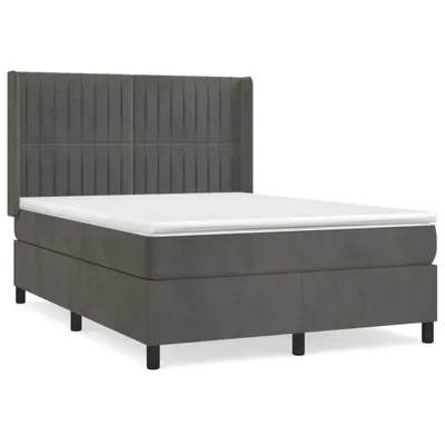 Produktbild von vidaXL Boxspringbett mit Matratze Dunkelgrau 140x190 cm Samt