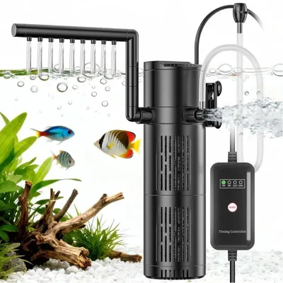 Produktbild von Aquarium-Innenfilter mit UVC-Klärer 8 W, 5-in-1 Filter, 1200 l/h, für Aquarien 100–250 l, Modell πF-8828UV