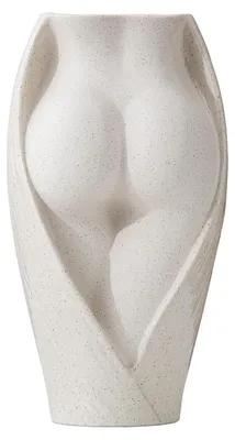 Immagine prodotto di Vaso in Vetroceramica beige, 17 cm, design creativo, ideale per fiori secchi e fiori freschi, decorazione artigianale