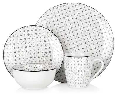Obrázek produktu pro Jídelní servis - 16-dílný - Porcelán - Moderní jídelní souprava pro 4 osoby