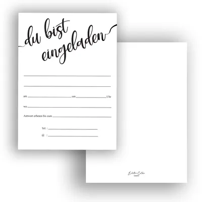 10 Einladungskarten, minimalistisch, Handlettering, DIN A6