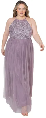 Produktbild von Maya Deluxe Damen Abendkleid Pailletten Cocktailkleid Tüllkleid Kleid Nackenband