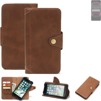 Produktbild von K-S-Trade Handyhülle kompatibel mit Sharp Aquos R8s Pro Schutz Hülle Walletcase Bookstyle Tasche Case Handytasche Wallet Flipcase Cover PolyurethanBraun