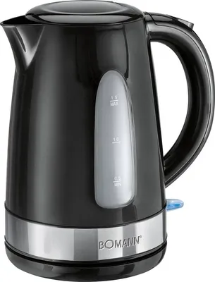 Produktbild von Bomann WKS 15181 CB Elektrischer Wasserkocher,Fassungsvermögen1,5L,kabellos,Automatische Abschaltung Schwarz/Grau