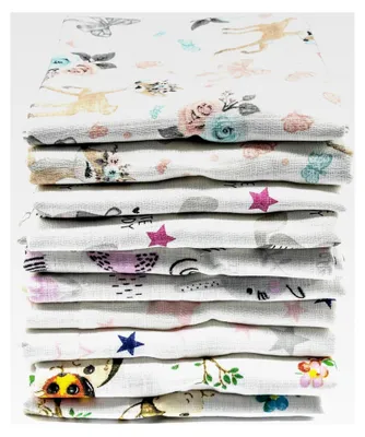 Produktbild von Clevere Kids Mulltücher 10er Set | Für Jungen oder Mädchen | 70x80 | | Hergestellt in der EU (Set Mädchen Bedruckt)