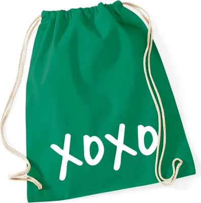 Produktbild von Huuraa Turnbeutel XOXO Kuss 12 Liter Kelly Green Baumwolle Rucksack Geschenkidee