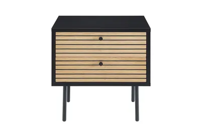 Produktbild von SalesFever Nacht-Kommode | 2 Schubladen | MDF Eiche Echtholzfurnier | Gestell Metall | B 50 x T 40 x H 50 cm | schwarz-eiche