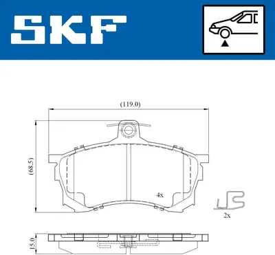 Produktbild von SKF Bremsbeläge Satz Vorne Bremsklötze für MITSUBISHI CARISMA (DA) VKBP 80872 A