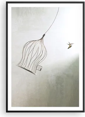 Produktbild von Gerahmtes Poster - Schwarzer Rahmen - Flug Vogel Käfig - 70x100 cm - Wand Bild - Wanddeko - Wandbilder - Kunstposter - Wandposter - Bilderrahmen - Bilder - Kunstdruck - P2BPA70x100-5085