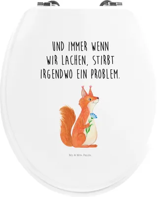 Produktbild von Mr. & Mrs. Panda WC Sitz Eichhörnchen Blume - Weiß - Geschenk, Gute Laune, Motivation Sprüche, Spaß, Klodeckel, WC-Sitz, Toilettenbrille, glücklich Spruch, Brille, Lachen