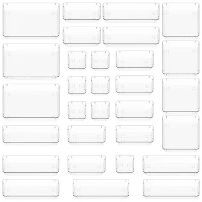 Schubladen-Organizer 30-tlg., 5 Größen, transparent, Antirutsch