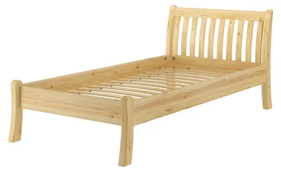 Produktbild von Gästebett Einzelbett Echtholzbett 100x200 hohe Sitzkante Kiefer massiv V-60.61-10Federleisten