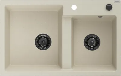 Produktbild von Mexen Tomas Granitspüle 2-becken 800 x 500 mm, beige, schwarzer Siphon - 6516802000-69-B
