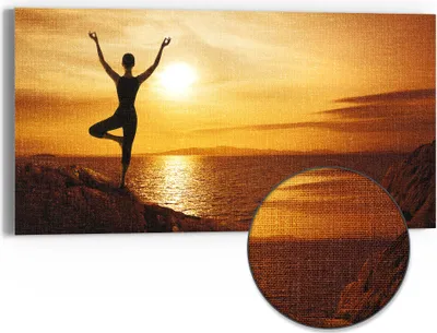 Produktbild von DEQORI Hybrid Leinwand Bild 60x30 cm 'Balance im Abendlicht' Wandbild Glas flach modern