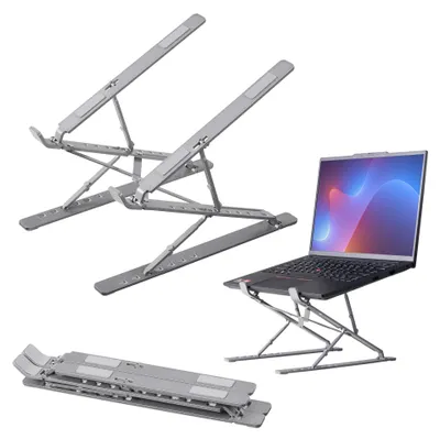 Produktbild von kwmobile Ständer für PC und Tablet aus Aluminium - Aluminium Notebook Halterung verstellbar - Tablethalterung kompakt - portabler Laptop Ständer -