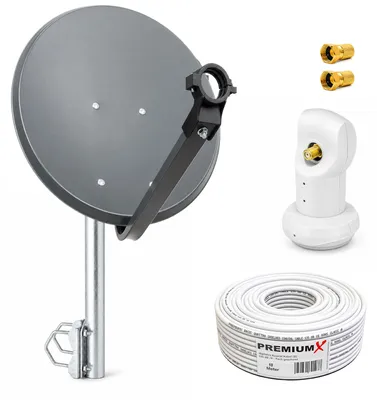 Produktbild von PremiumX SAT Anlage 60cm Antenne Single LNB Balkonhalter Kabel F-Stecker
