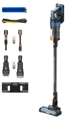Image de TAURUS HVCA7301B, aspirateur balai 2-en-1, sans sac, noir, bleu, 0,6 l, sec et humide, HEPA