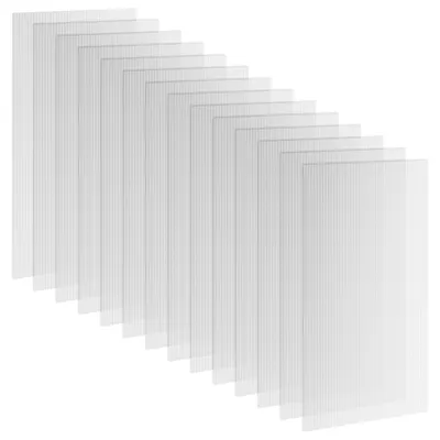 Image de Outsunny 14 panneau alvéolaire double en polycarbonate 4 mm, résistant aux UV, personnalisable, transparent, dim. d'un panneau 121L x 61l cm
