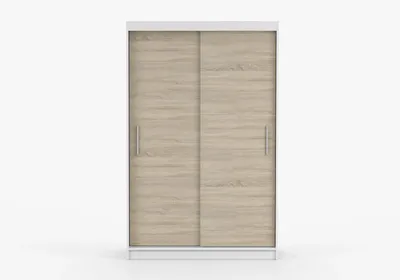 Produktbild von Schwebetürenschrank Kleiderschrank Schrank 120 cm Weiß mit Spiegel, 2-türig, Schlafzimmer IMOI X