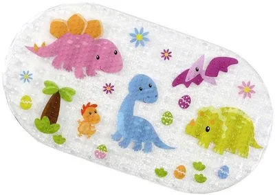 Obrázek produktu pro Protiskuzová podložka do vany pro děti s motivem dinosaurů, omyvatelná, antibakteriální, s více než 200 přísavkami
