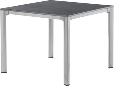 Produktbild von Gartentisch Sieger Vivodur 3740-50 95 x 95 cm Gestell aus Aluminium in graphit, Gartentischplatte aus vivodur® in Schief